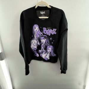 Bratz Black Graphic Sweatshirt Women's L Purple Y2K Crewneck Cropped Retro‎ 2000
